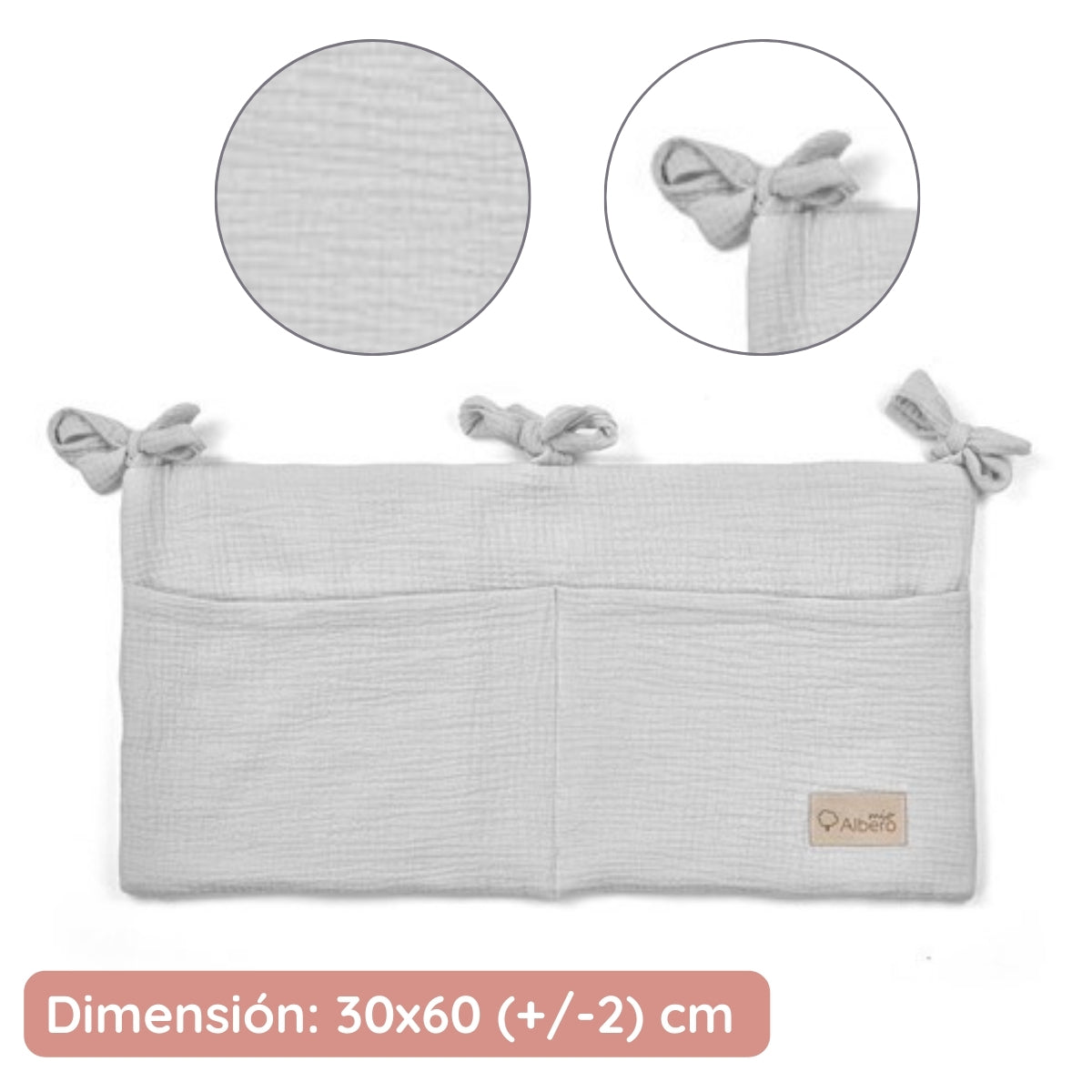 Cotton Color Organizador De Cuna Con Compartimentos Muselina Albero Mio | Todo A Mano, Sin Buscar A Oscuras_2