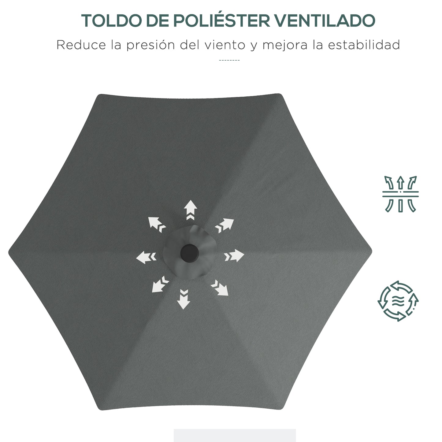 Outsunny Sombrilla Voladiza De 3 M Con Luces Led Parasol Excéntrico Con Manivela_5