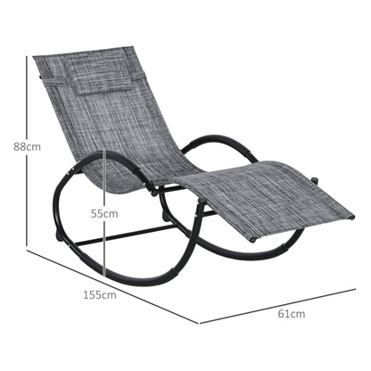 Outsunny Mecedora De Exterior Con Reposacabezas Reposabrazos 155x61x88 Cm Gris_2