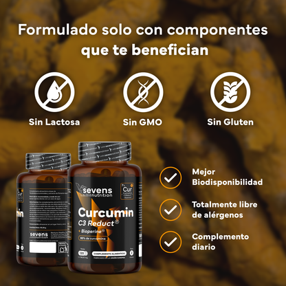 Pack 2x Cúrcuma + Piperina Sevens Nutrition. Antiinflamatorio Y Salud Articular._3