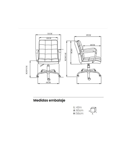 Silla De Oficina Isabella En Beige. Alto: 89-104, Ancho: 51, Fondo: 49._3