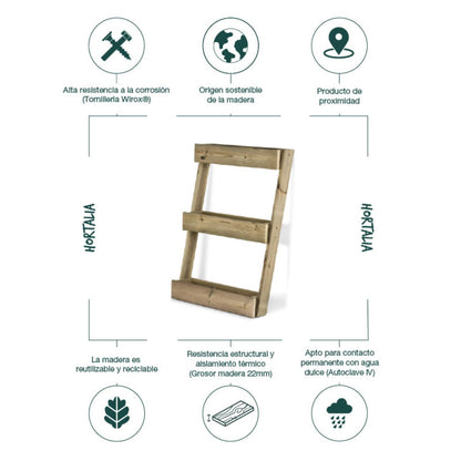 Pavimento vertical para jardim Stand Line Floor 3 Tabuleiros Hortalia