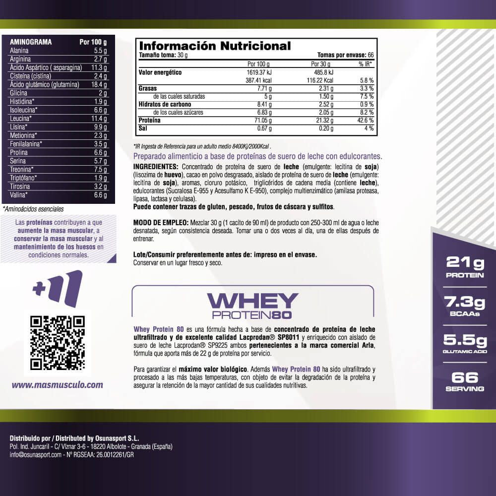Whey Protein80 - 2 Kg - Peanut Butter Cups - Aumenta La Masa Muscular - Masmusculo_5