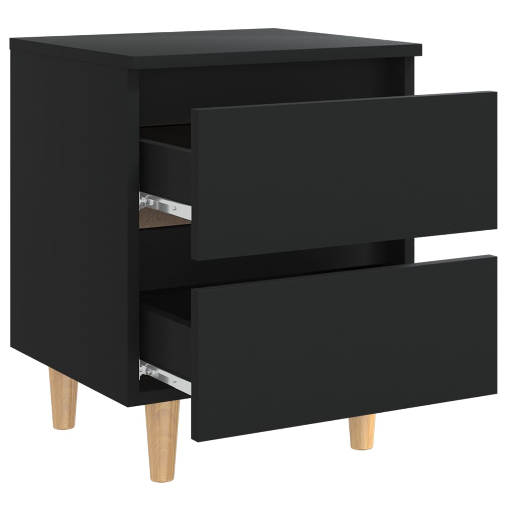 Mesitas De Noche 2 Uds Con Patas Madera Pino Negro 40x35x50 Cm_4