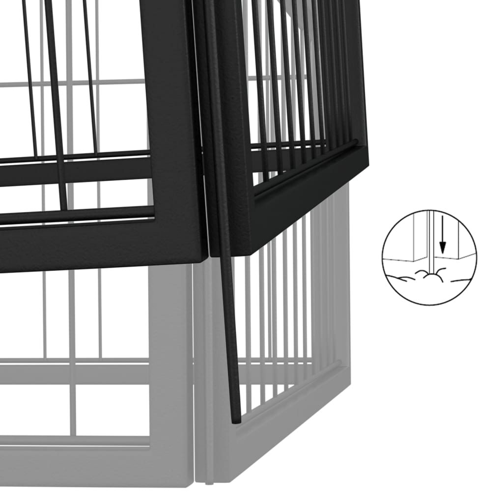 Jaula Perros 14 Paneles Acero Recubierto Polvo Negro 50x100 Cm_4