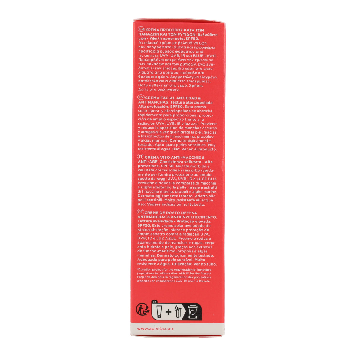 Apivita creme solar anti-manchas FPS50 50ml
