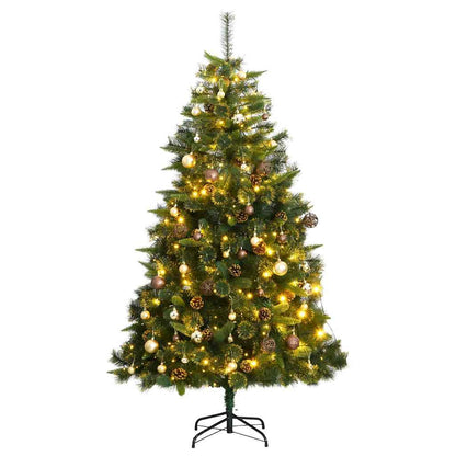 Vidaxl Árbol De Navidad Artificial Con Bisagras 300 Led Y Bolas 240 Cm_0