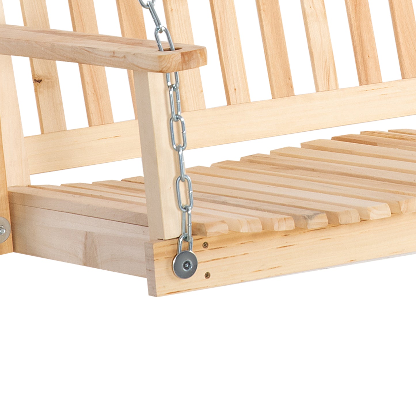 Outsunny Banco Columpio De Madera De 2 Plazas Con Reposabrazos Cadenas Ajustable_3