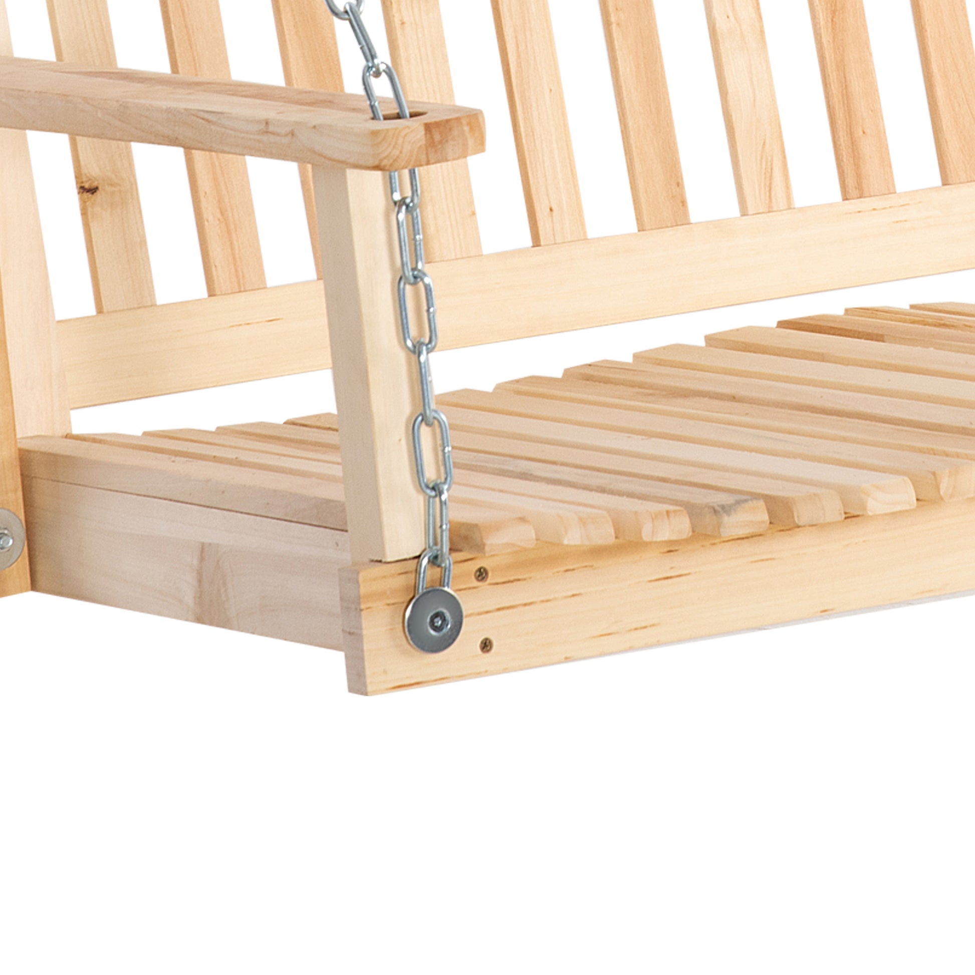 Outsunny Banco Columpio De Madera De 2 Plazas Con Reposabrazos Cadenas Ajustable_3