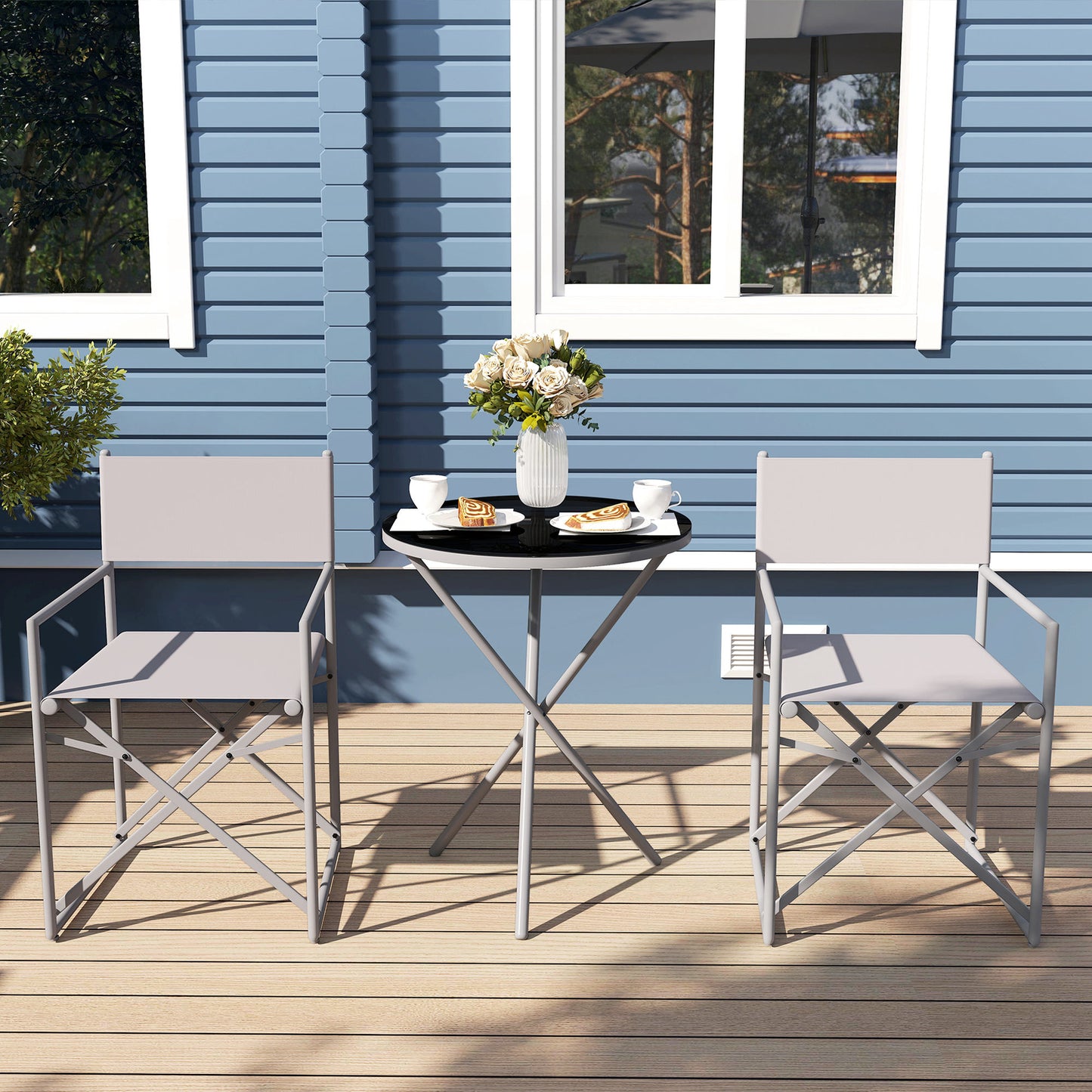 Outsunny Conjunto De Muebles De Jardín Con 2 Sillas Plegables Y Mesa Gris Oscuro_4