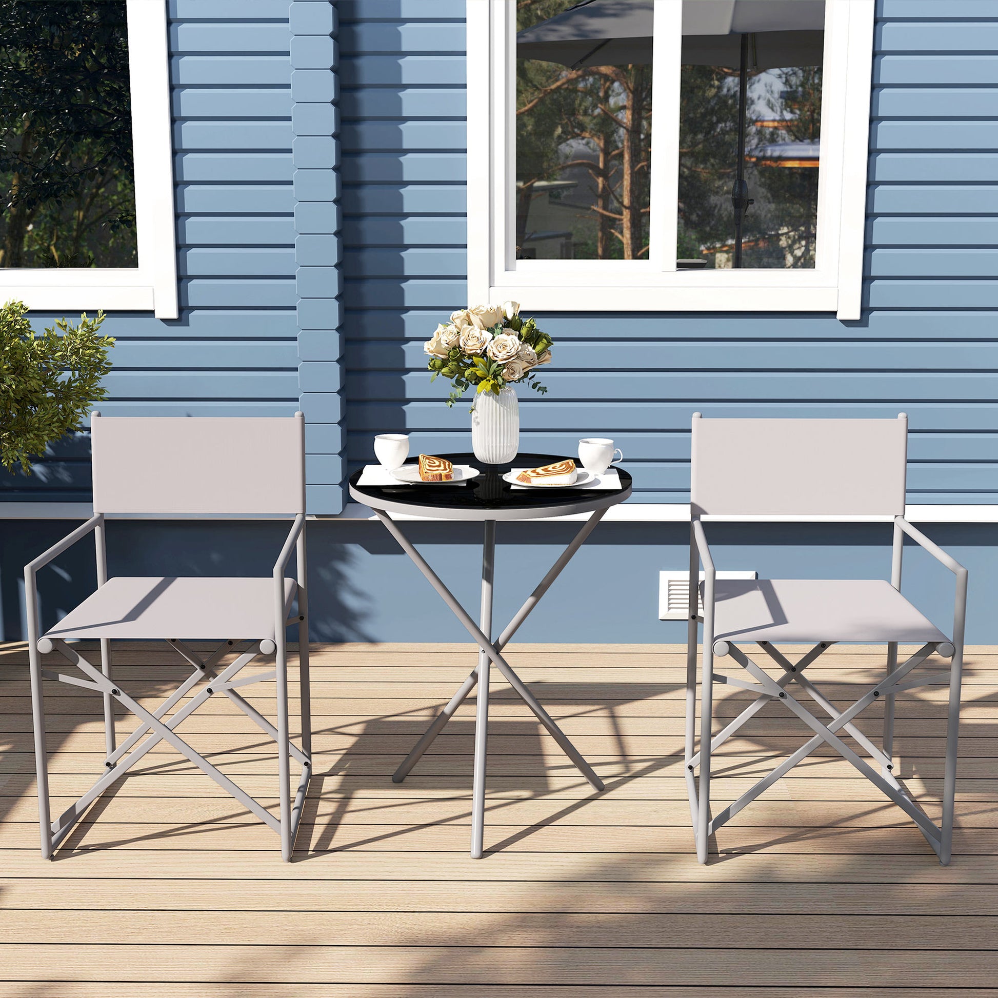 Outsunny Conjunto De Muebles De Jardín Con 2 Sillas Plegables Y Mesa Gris Oscuro_4
