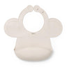 Babetes de silicone com bolso de fecho ajustável Bege