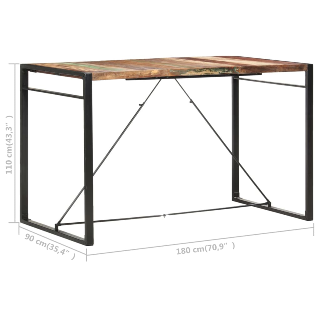 Mesa Alta De Cocina De Madera Maciza Reciclada 180x90x110 Cm_3