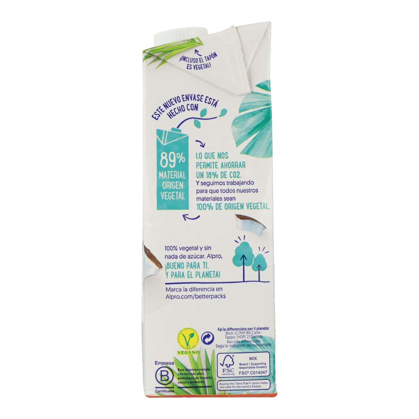 Bebida de coco sem açúcar Alpro 1 litro