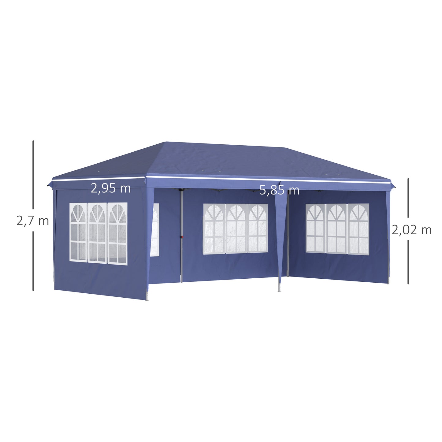 Outsunny Conjunto De 1 Carpa Plegable 6x3 M Y 2 Paredes Laterales 3x2 M Azul_2