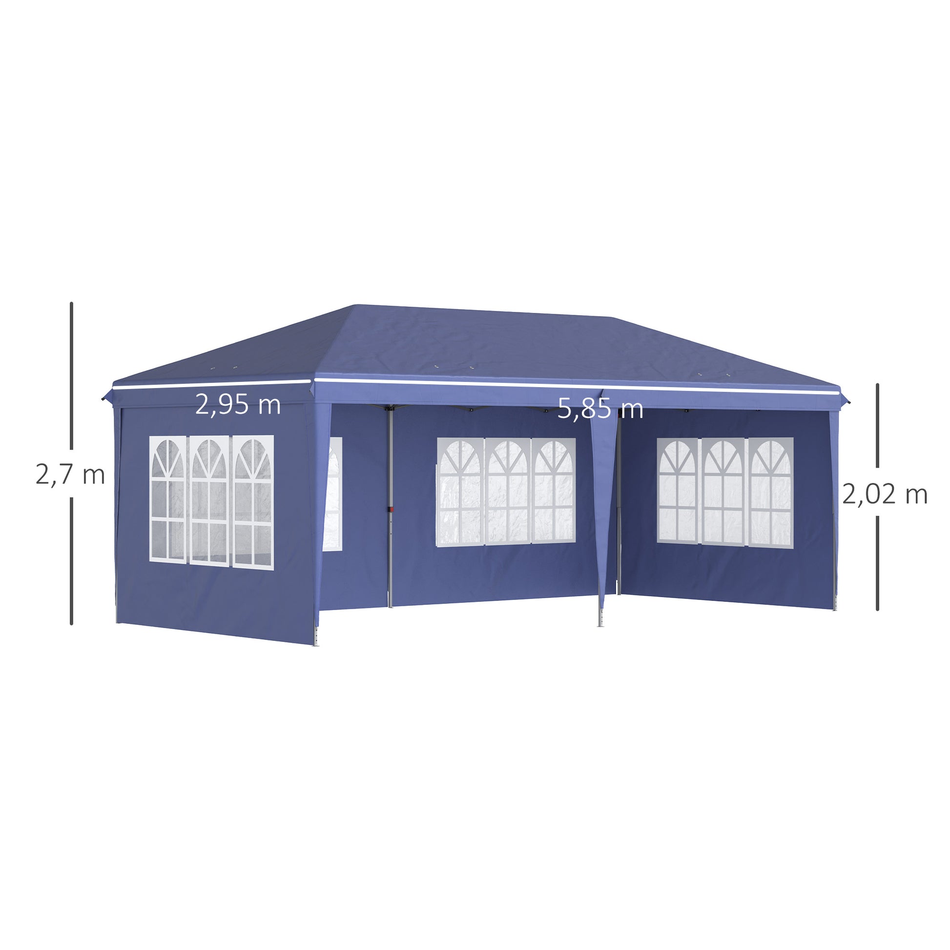 Outsunny Conjunto De 1 Carpa Plegable 6x3 M Y 2 Paredes Laterales 3x2 M Azul_2