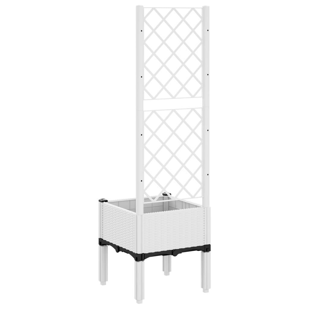 Jardinera Con Enrejado Pp Blanco 40x40x142 Cm_4