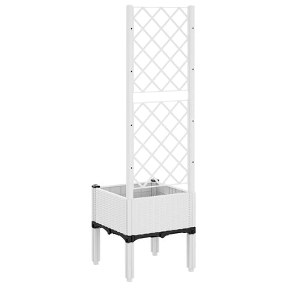 Jardinera Con Enrejado Pp Blanco 40x40x142 Cm_4