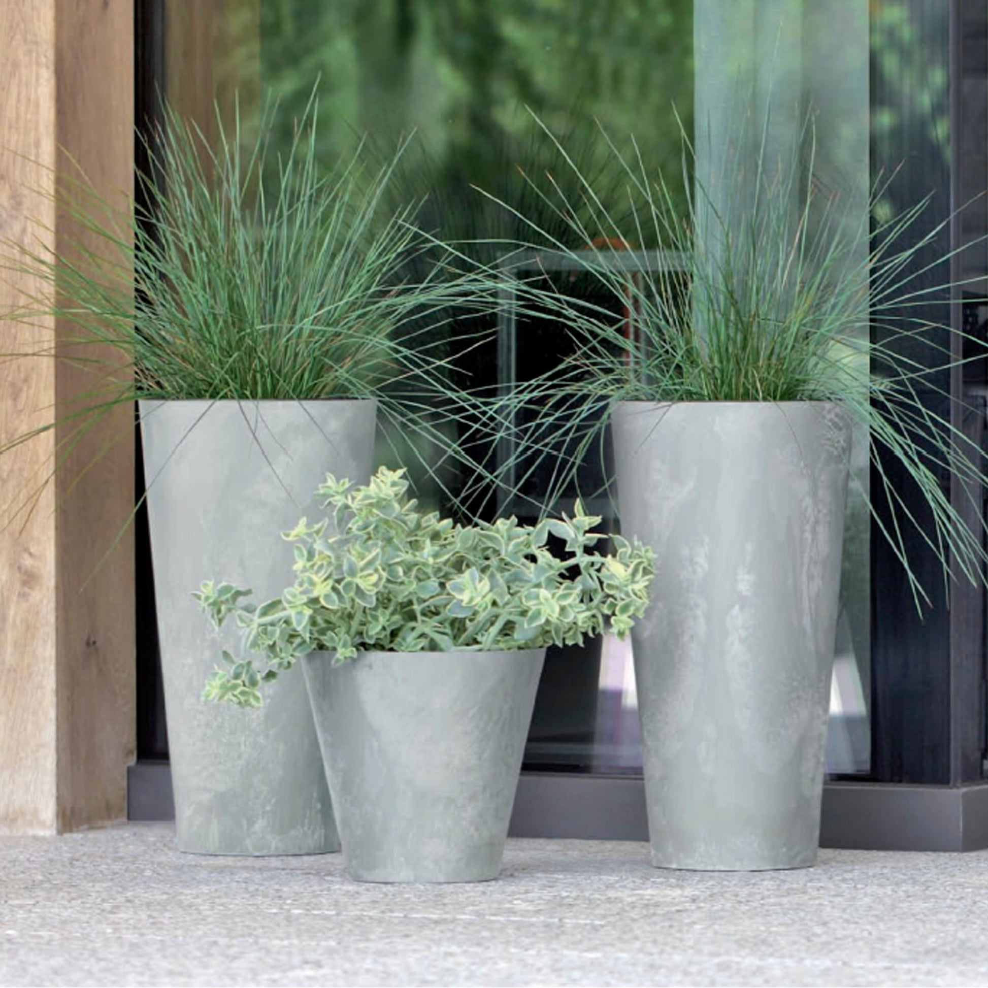 Maceta Cube Slim Beton Effect 25l, Con Depósito, 35,5x35,5x44cm, Color Hormigón