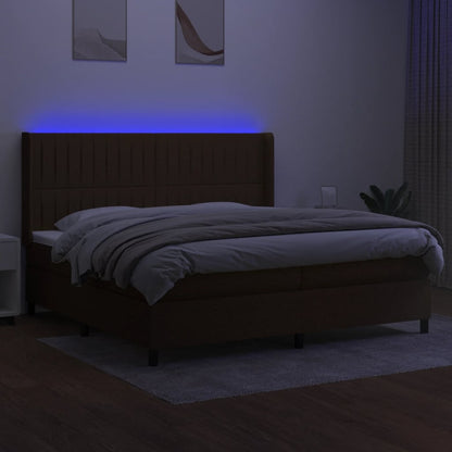 Cama Box Spring Colchón Luces Led Tela Marrón Oscuro 200x200 Cm / Vetonek_1