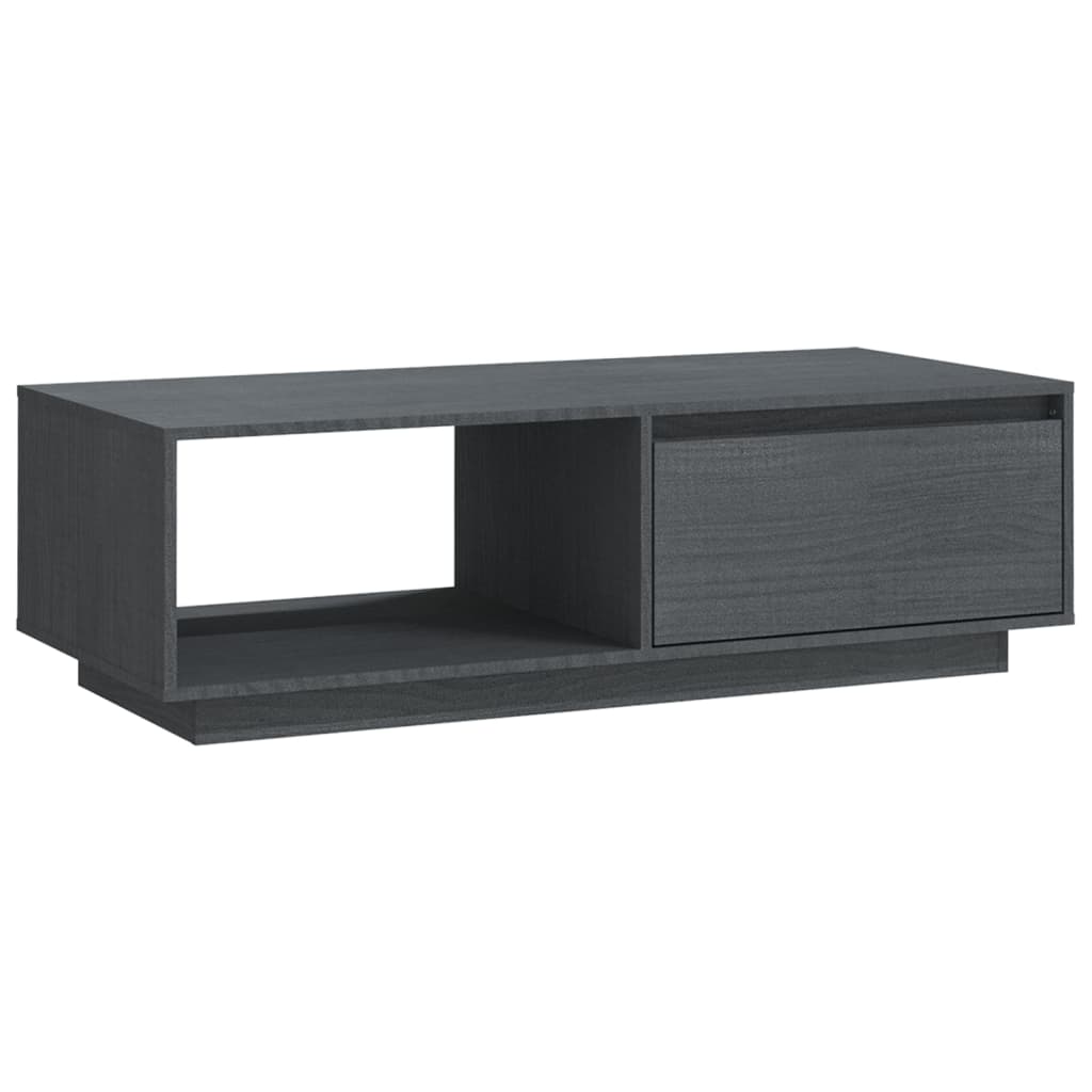 Mesa De Centro De Madera Maciza De Pino Gris 110x50x33,5 Cm_0