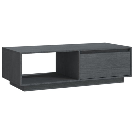 Mesa De Centro De Madera Maciza De Pino Gris 110x50x33,5 Cm_0