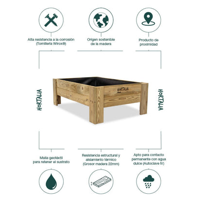 Mesa de cultivo baixa Gardenbrico L40 Hortalia 160 L