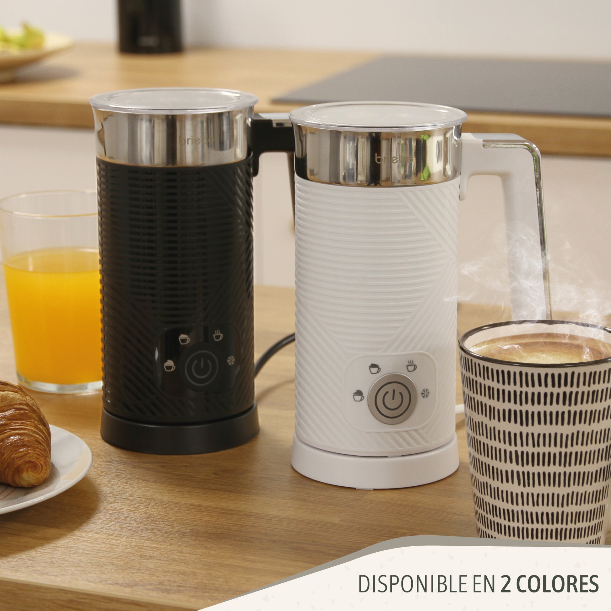Briebe Elegance Espumador Leche Eléctrico Calentador Espuma Fría/caliente 130ml Leche Caliente 300ml, Mf1172wht, Blanco_5
