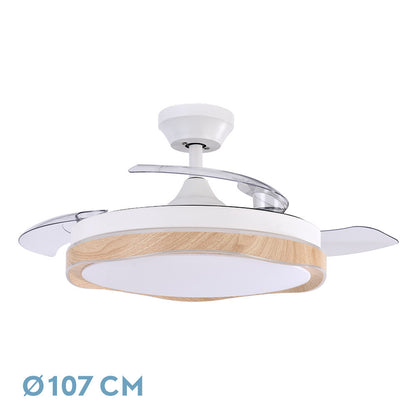 Ventilador Dc Blondi Blanco/haya 3aspas 107d 7200lm 6vel 3000k,4500k,6000k, Remoto+temporizador+memoria_0
