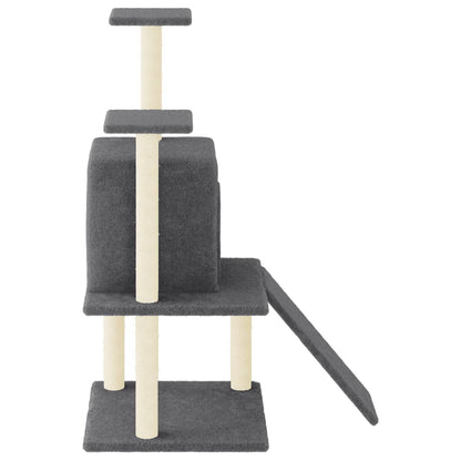 Rascador Para Gatos Con Postes De Sisal Gris Oscuro 110 Cm_3
