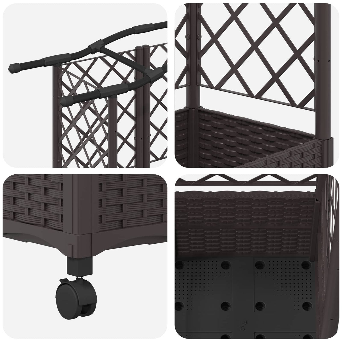 Cama Elevada Con Trellis Y Techo Marrón 122 X 40 X 144 Cm Pp_5