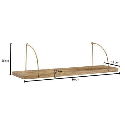 Estantería De Pared 80x25x22 Cm Madera Maciza De Mango Y Metal Industrial_3