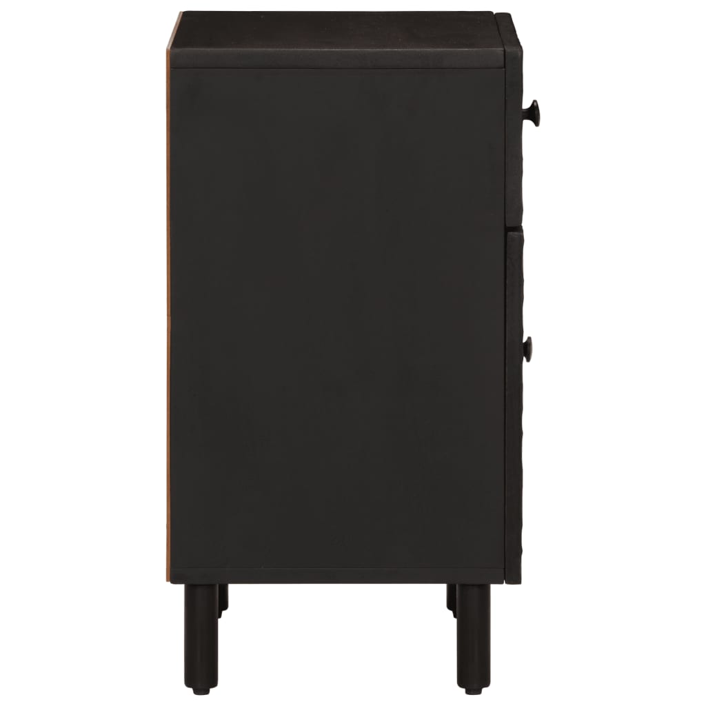 Mesita De Noche Madera Maciza De Mango Negra 50x33x60 Cm_2