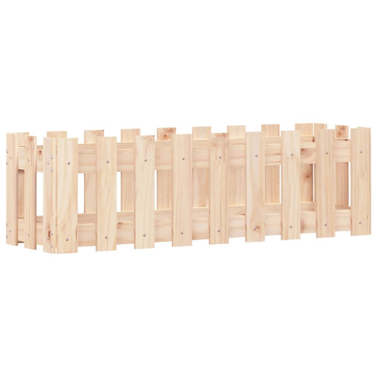 Arriate Elevado Jardín Con Valla Madera Maciza Pino 100x30x30cm_0
