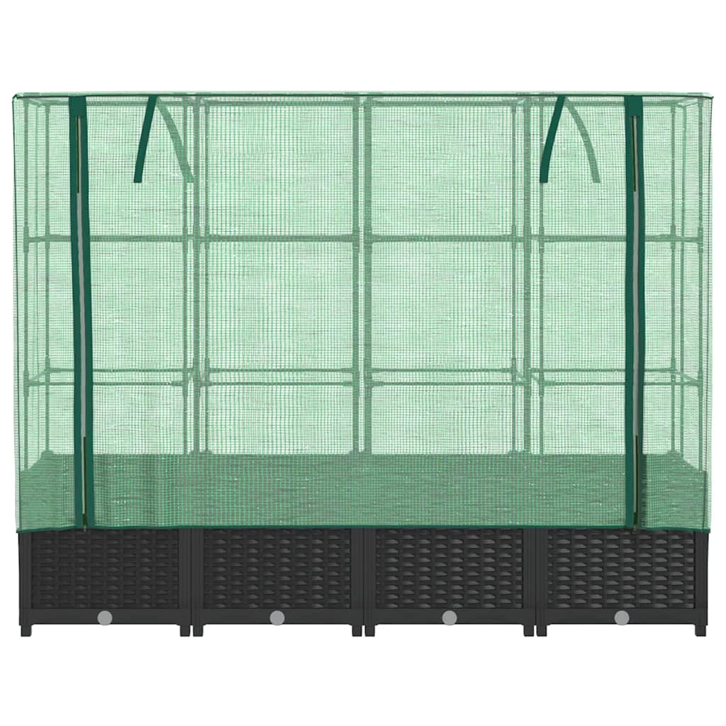 Jardinera Elevada Con Cubierta De Invernadero Aspecto Ratán 160x40x138 Cm_3