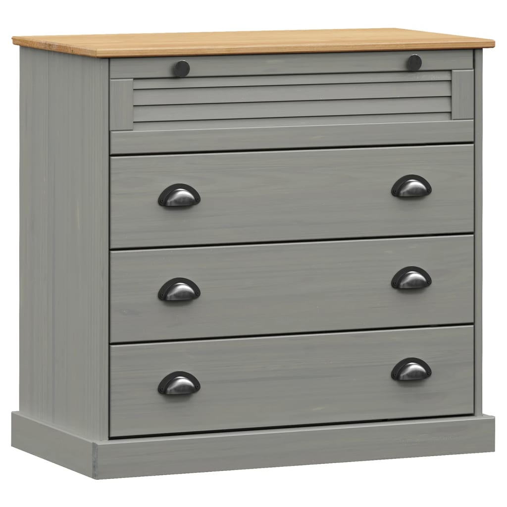 Cómoda Vigo Madera Maciza Pino Gris 80x40x76 Cm_1