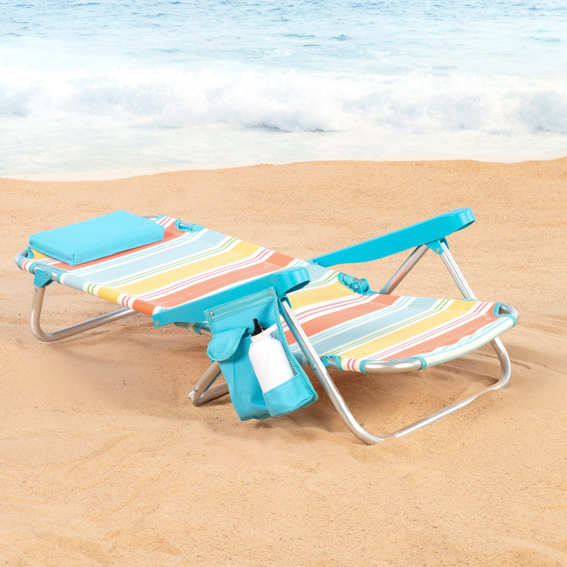 Aktive Silla Plegable Playa Rayas Multicolor, Aluminio, 5 Posiciones Y Bolsillo Lateral_2