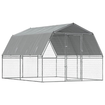 Jaula Para Perros Con Techo Y Puerta Acero Galvanizado Plateado_0