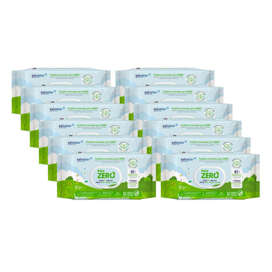 Embalagem de 12 toalhitas biodegradáveis ​​​​Salustar, 80 unidades
