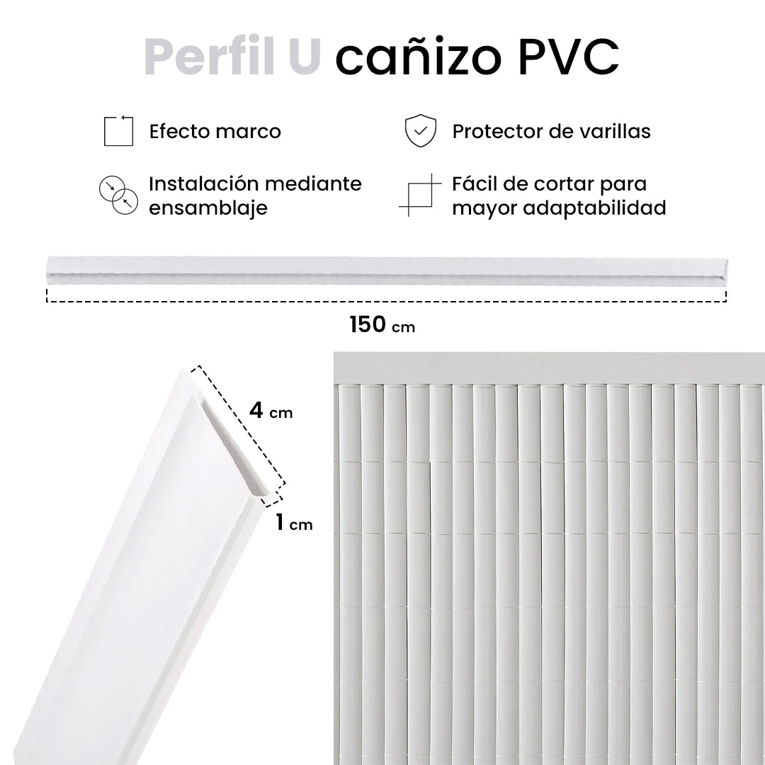 Perfil Remate «u» Cañizo Pvc Blanco Unico / Multicolor_4