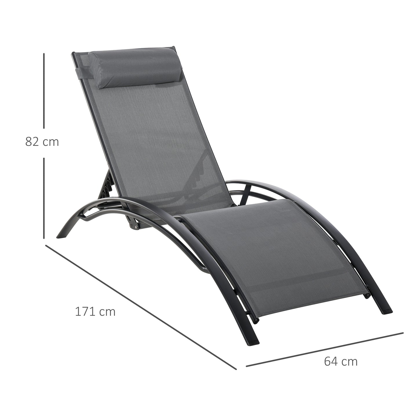 Outsunny Tumbona Reclinable Con Respaldo Ajustable Reposacabezas Extraíble_2