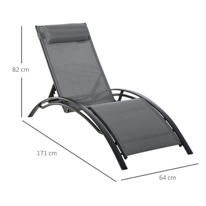 Outsunny Tumbona Reclinable Con Respaldo Ajustable Reposacabezas Extraíble_2