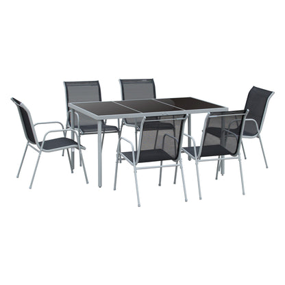 Outsunny Conjunto Mueble De Jardín De 7 Piezas 150x90x72cm Negro_0