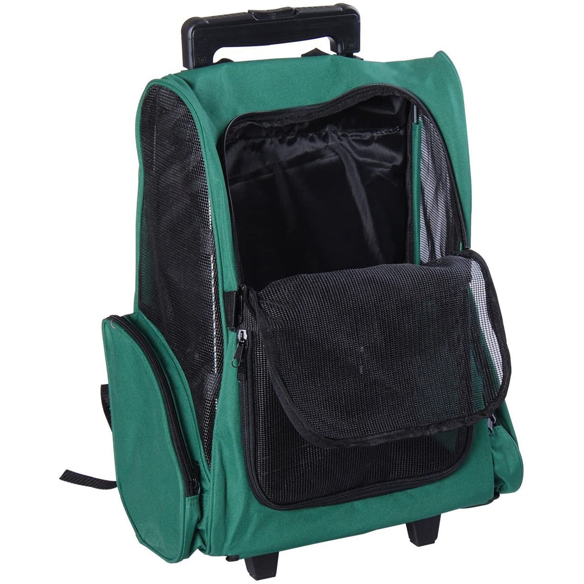 Pawhut Transportín 2 En 1 Para Mascotas Carrito Mochila Ruedas 42x25x55 Cm Verde_0