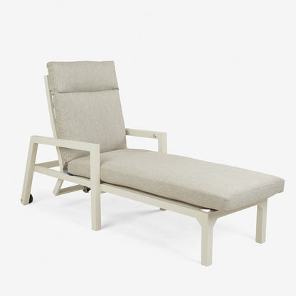 Tumbona Reclinable, Con Cojín, Aluminio, Color Blanco, 220x68x99 Cm_2