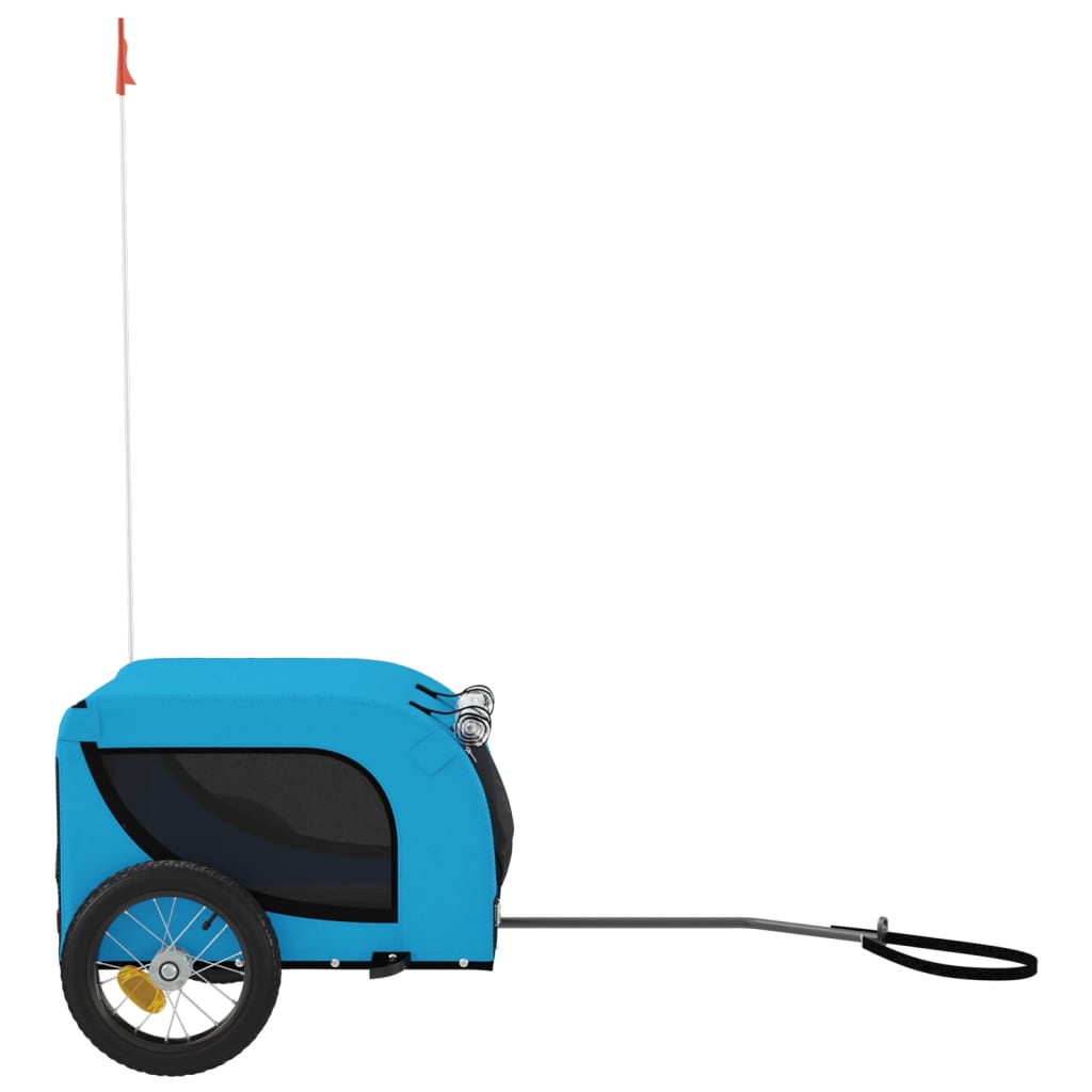 Remolque De Bicicleta Mascotas Hierro Tela Oxford Azul Negro_4
