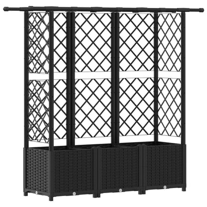 Cama Elevada Con Trellis Y Techo Negro 163,5 X 40 X 136 Cm Pp_0
