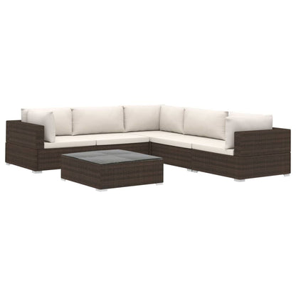 Vidaxl Set Muebles De Jardín 6 Piezas Y Cojines Ratán Sintético Marrón_0