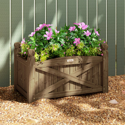 Outsunny Jardinera De Madera Elevada Para Plantas Flores Hierba 60x39x37 Cm Café_3