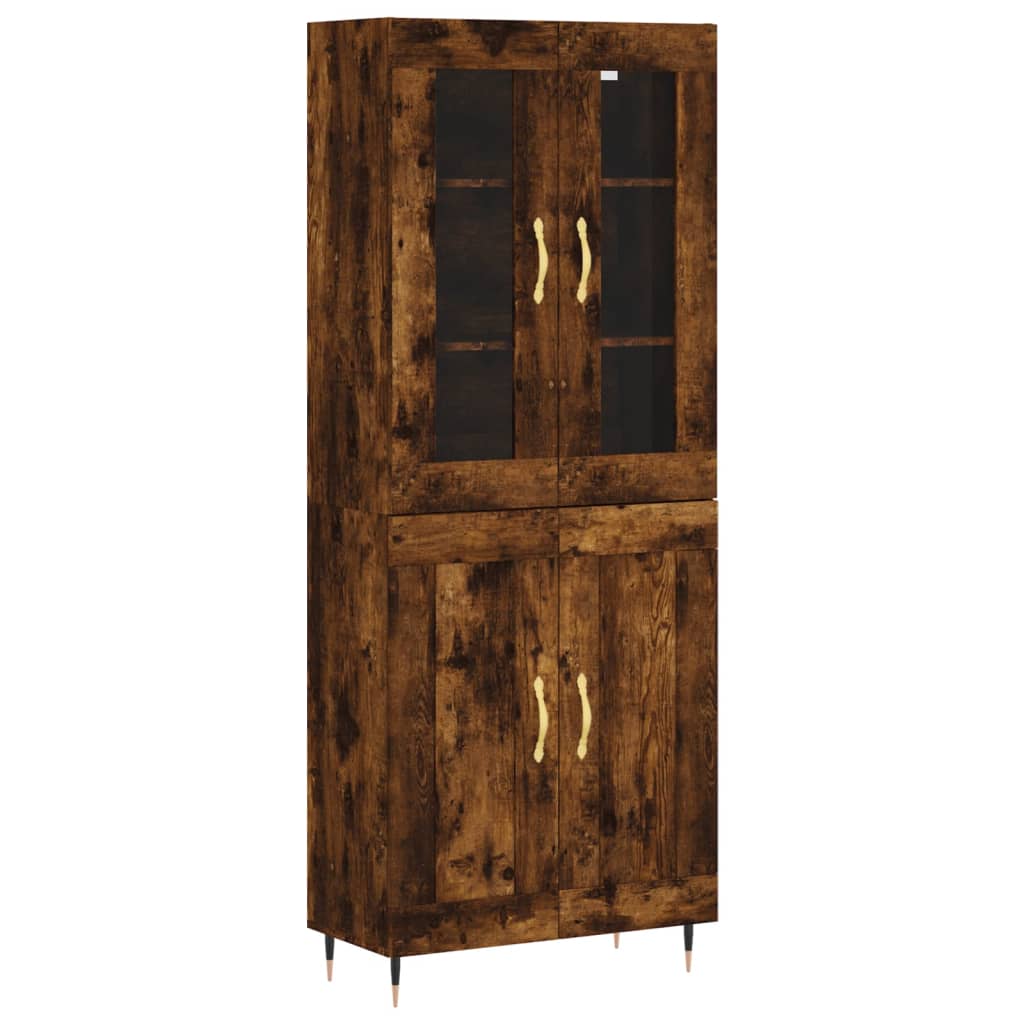 Aparador Alto Madera Contrachapada Roble Ahumado 69,5x34x180 Cm_1